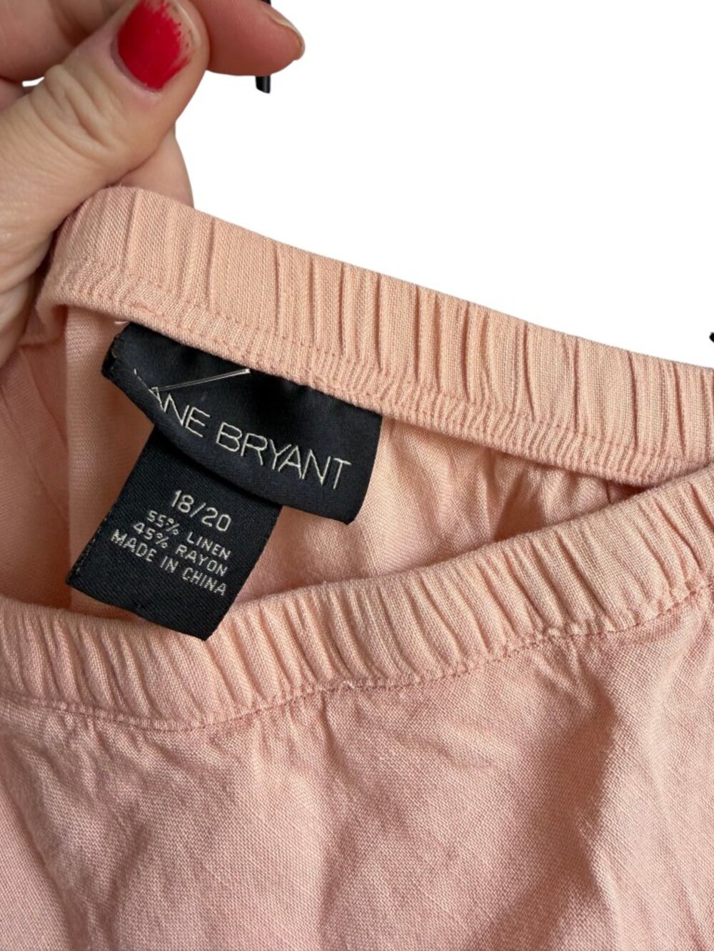 Lane Bryant Womens Tiered Skirt Size 18/20 Pink Linen Elastic Waist - Picture 4 of 4